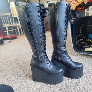 Current Mood DollsKill  Like a Lullaby Lace Up Boots